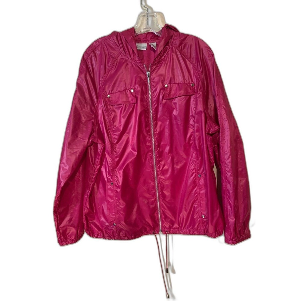 Chicos  Zenergy Pink Full Zip Jacket Size XL 16 Size 3 Hooded Utility Jacket